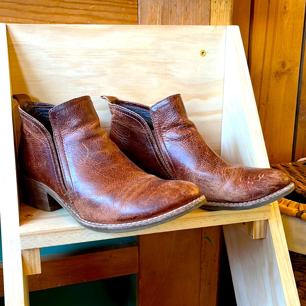 Western Brown Leather Booties